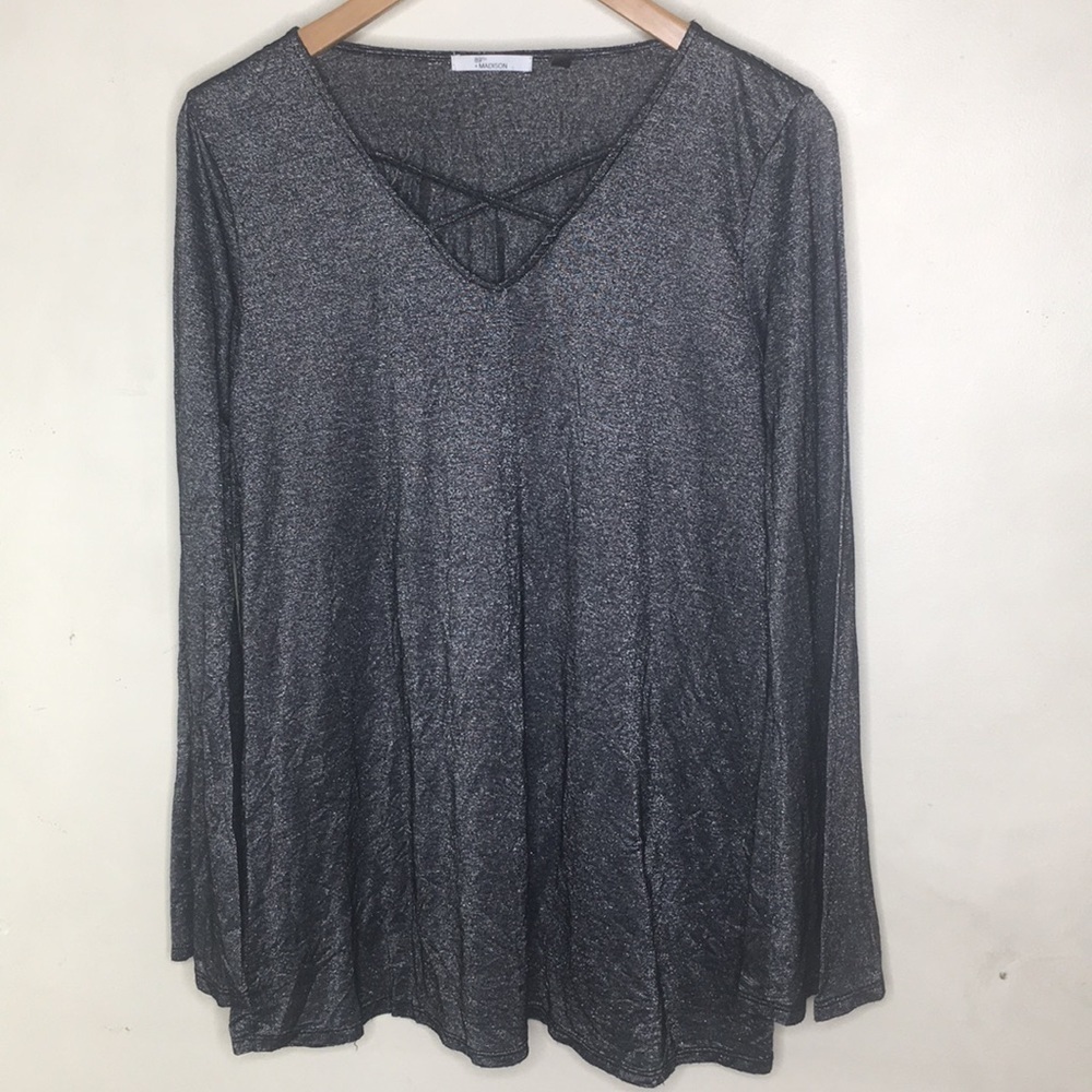 89th + Madison long sleeve top silver black